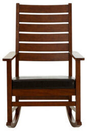 Orsina Durable Brown Leather Effect Rocking Chair, Occassional Arm Chair For Livingroom, Eco Friendly Wooden Chair - thumbnail 6