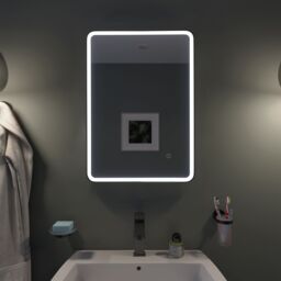 Croydex Flexi-Fix Henderson Matt Black Rectangular Wall-Mounted Bathroom & Wc Illuminated Contemporary Illuminated Mirror (H)70Cm (W)50Cm - thumbnail 4