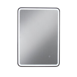 Croydex Flexi-Fix Henderson Matt Black Rectangular Wall-Mounted Bathroom & Wc Illuminated Contemporary Illuminated Mirror (H)70Cm (W)50Cm