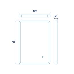 Croydex Flexi-Fix Henderson Matt Black Rectangular Wall-Mounted Bathroom & Wc Illuminated Contemporary Illuminated Mirror (H)70Cm (W)50Cm - thumbnail 3