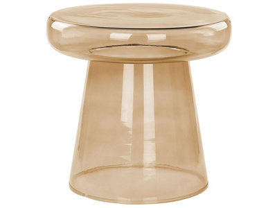 Beliani Living Round Side Table, Golden-Brown Tinted Glass, 39 Cm Diameter - image 1