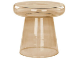 Beliani Living Round Side Table, Golden-Brown Tinted Glass, 39 Cm Diameter - thumbnail 1