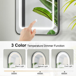 Keepreaper Arch Bathroom Mirror Cabinet With Led Lights 3 Color And 2 Glass Shelves Wall Mounted Recessed 51 X 80 Cm Ip44 - thumbnail 4