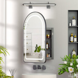 Keepreaper Arch Bathroom Mirror Cabinet With Led Lights 3 Color And 2 Glass Shelves Wall Mounted Recessed 51 X 80 Cm Ip44 - thumbnail 3