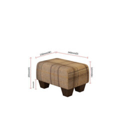 Grey Mahogany Wood Chunky Legs Tartan Fabric Small Footstool  Handmade Uk By Footstools Direct - thumbnail 2