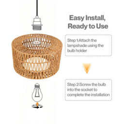 Emitto Lamp Shade Boho Woven Light Shade Iron Paper Rope Living Room Yellow - thumbnail 9
