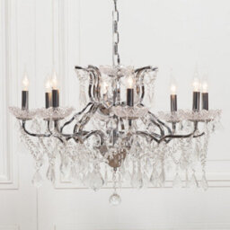 Chrome 8 Branch Shallow Cut Glass Chandelier - thumbnail 2