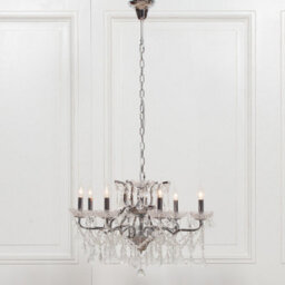 Chrome 8 Branch Shallow Cut Glass Chandelier - thumbnail 1