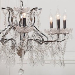 Chrome 8 Branch Shallow Cut Glass Chandelier - thumbnail 3