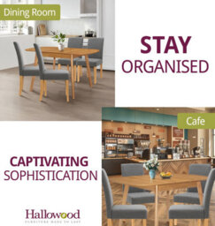 Hallowood Furniture Aston Butterfly Extending Table With 4 Straight Back Grey Fabric Chairs - thumbnail 6