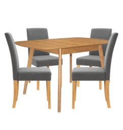 Hallowood Furniture Aston Butterfly Extending Table With 4 Straight Back Grey Fabric Chairs - thumbnail 8