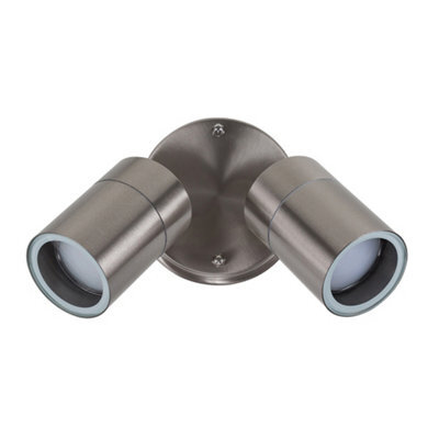 Valuelights Barrow Silver Twin Spotlight Outdoor Garden Ip44 Wired Wall Light - image 1