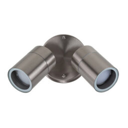 Valuelights Barrow Silver Twin Spotlight Outdoor Garden Ip44 Wired Wall Light