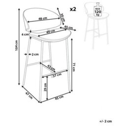 Beliani Set Of 2 Bar Chairs Kiana Faux Leather Brown - thumbnail 3