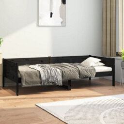 Berkfield Day Bed Black Solid Wood Pine 90X190 Cm