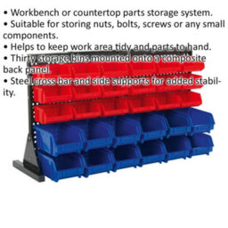 30 Tray Bench Mounted Parts Storage Rack For Efficient Garage And Warehouse Organization - thumbnail 2
