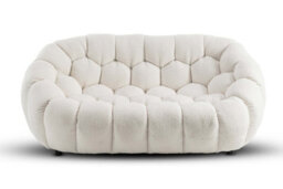 White Teddy Boucle Fabric  2 + 1 Seater Sofa And Armchair Set For Living Room Atrani - thumbnail 3