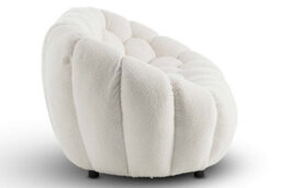 White Teddy Boucle Fabric  2 + 1 Seater Sofa And Armchair Set For Living Room Atrani - thumbnail 4