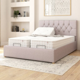 Aspire Olivier Electric Adjustable Bed Upholstered With Pocket Sprung Mattress Uk Made, Eire Linen Grey, Size King