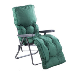 Alfresia Garden Relaxer Chair, Charcoal Frame, Green Classic Cushion