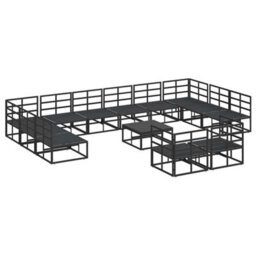 Berkfield Garden Sofa Set With Cushion 13 Pcs Black Aluminium - thumbnail 8