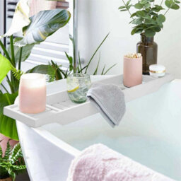 Bamboo Bath Caddy Tray Holder Rack Bathroom Shelf Storage - thumbnail 2