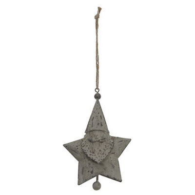 Hill Interiors Rustic Santa Christmas Hanging Decoration White/red (14Cm X 2Cm X 9Cm) - image 1