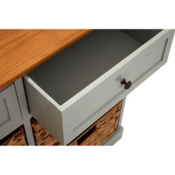 Orsina Rustic Style Two Drawers Four Baskets Cabinet, Compact Design Display Cabinet, Spacious Side Cabinet - thumbnail 6