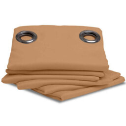 Ameha Beige Plain Curtain Blackout Thick Thermal Insulated Bedroom Kitchen 66'' X 54'' Curtain Pair With Tie Backs Pair - thumbnail 8