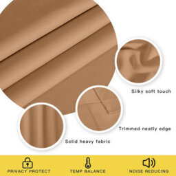 Ameha Beige Plain Curtain Blackout Thick Thermal Insulated Bedroom Kitchen 66'' X 54'' Curtain Pair With Tie Backs Pair - thumbnail 3