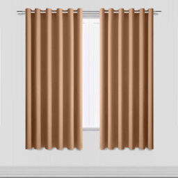 Ameha Beige Plain Curtain Blackout Thick Thermal Insulated Bedroom Kitchen 66'' X 54'' Curtain Pair With Tie Backs Pair - thumbnail 2