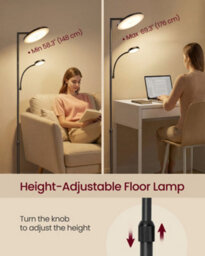 LEDREM Adjustable Led Floor Lamp, 42W Standing Lamp With Rotatable Head For Bedroom, Office,matte Black - thumbnail 4
