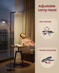 LEDREM Adjustable Led Floor Lamp, 42W Standing Lamp With Rotatable Head For Bedroom, Office,matte Black - thumbnail 5