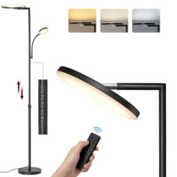LEDREM Adjustable Led Floor Lamp, 42W Standing Lamp With Rotatable Head For Bedroom, Office,matte Black - thumbnail 3