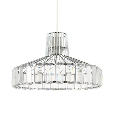 Happy Homewares Modern Chrome Plated Easy Fit Pendant Shade With Clear Acrylic Prisms - image 1