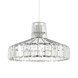 Happy Homewares Modern Chrome Plated Easy Fit Pendant Shade With Clear Acrylic Prisms - thumbnail 1