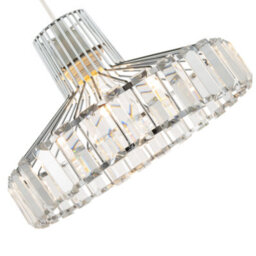 Happy Homewares Modern Chrome Plated Easy Fit Pendant Shade With Clear Acrylic Prisms - thumbnail 4