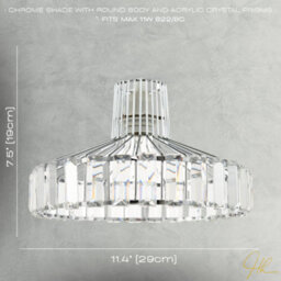 Happy Homewares Modern Chrome Plated Easy Fit Pendant Shade With Clear Acrylic Prisms - thumbnail 7