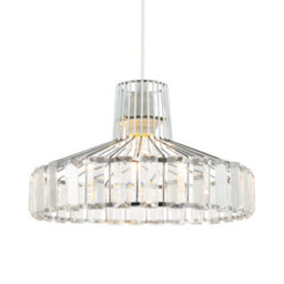 Happy Homewares Modern Chrome Plated Easy Fit Pendant Shade With Clear Acrylic Prisms - thumbnail 2