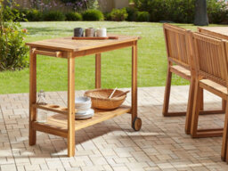 Beliani Garden Drinks Trolley Sassari Ii Certified Acacia Wood Light Brown - thumbnail 2