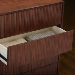 Teamson Home Tremolo Chest Of Drawers 4 Fluted Push-Open Drawer Bedroom Dresser, Walnut - thumbnail 4