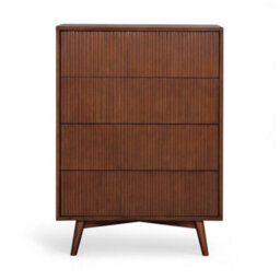Teamson Home Tremolo Chest Of Drawers 4 Fluted Push-Open Drawer Bedroom Dresser, Walnut - thumbnail 6