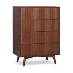 Teamson Home Tremolo Chest Of Drawers 4 Fluted Push-Open Drawer Bedroom Dresser, Walnut - thumbnail 2