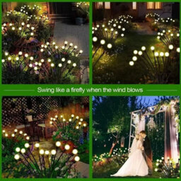 Led Solar Powered Stake Garden Lights Swaying Outdoor Firefly Landscape 6Pcs-Warmwhite - thumbnail 5