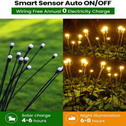 Led Solar Powered Stake Garden Lights Swaying Outdoor Firefly Landscape 6Pcs-Warmwhite - thumbnail 2