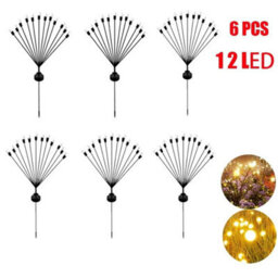 Led Solar Powered Stake Garden Lights Swaying Outdoor Firefly Landscape 6Pcs-Warmwhite