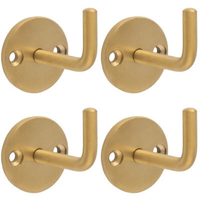 Loops 4 Pack - Slimline Single Coat Hook On Round Rose - 45mm Projection - Satin Brass Pvd - image 1