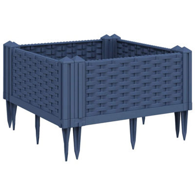 Berkfield Elegant Garden Planter With Pegs Blue Grey 42.5X42.5X28.5 Cm Pp - image 1