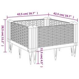 Berkfield Elegant Garden Planter With Pegs Blue Grey 42.5X42.5X28.5 Cm Pp - thumbnail 8