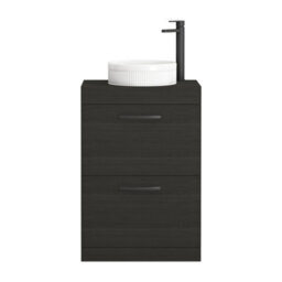 Royal Bathrooms Turin 600mm Freestanding Bathroom Vanity Unit With Sink 2 Drawer Hale Black & Round Countertop Basin - thumbnail 5